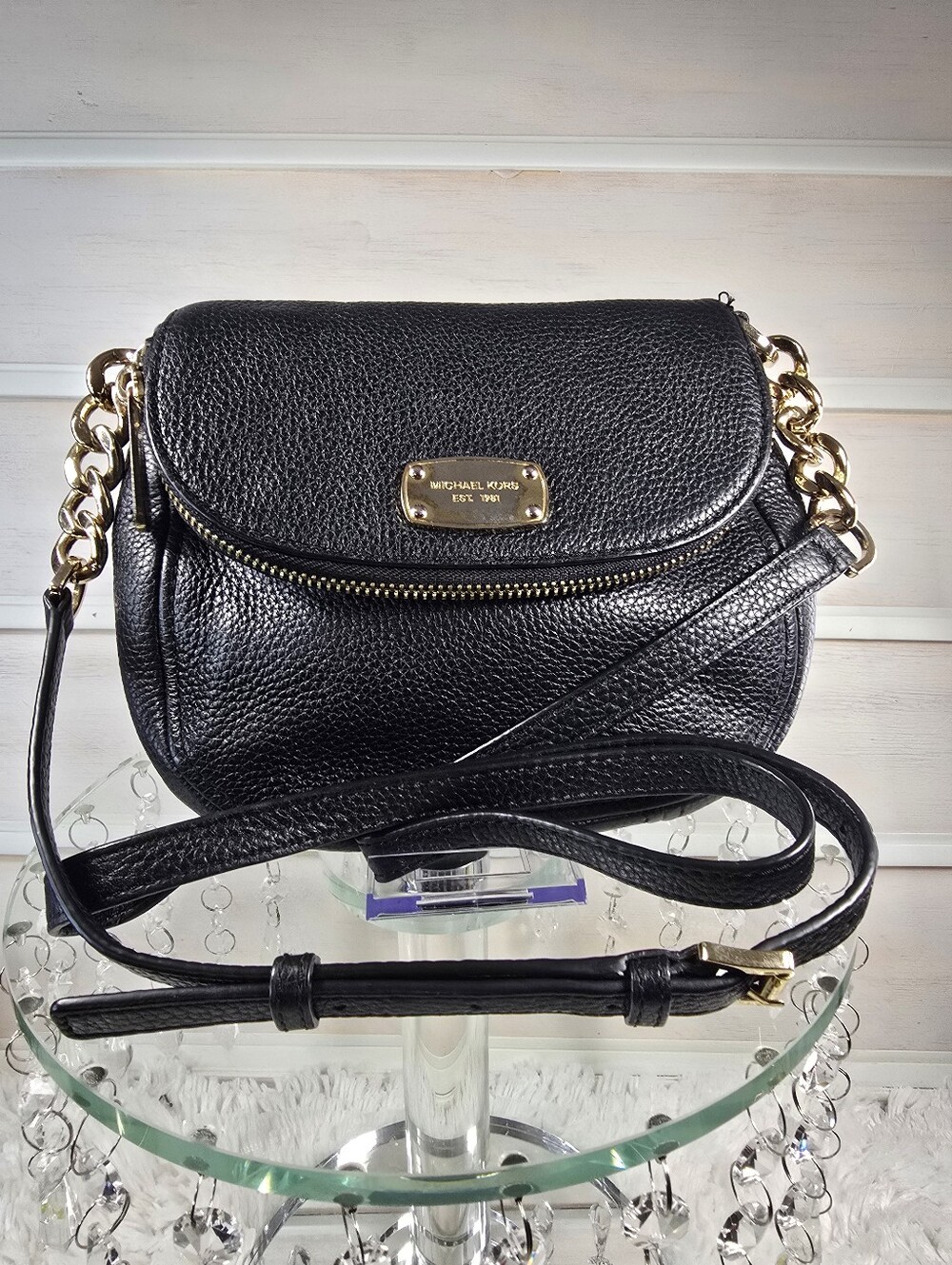 Michael Kors Black Pebbled Leather Crossbody Bag